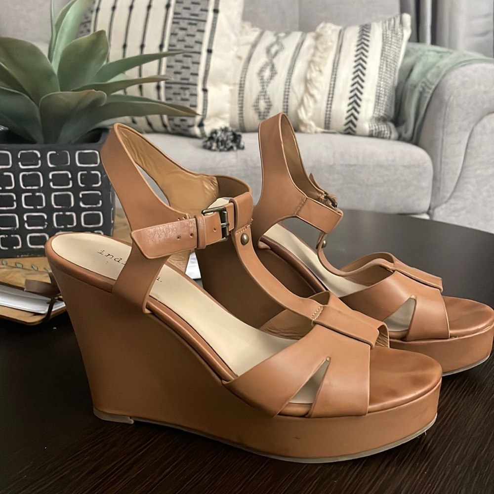 Brown wedge sandals